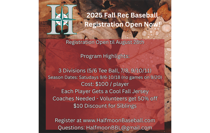 2025 Fall Rec Baseball Registration